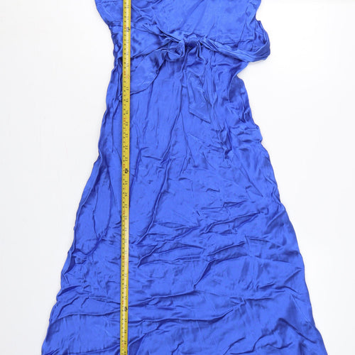 Marks & Spencer Women Blue UK 8 Long A-Line Tie Waist Maxi Dress