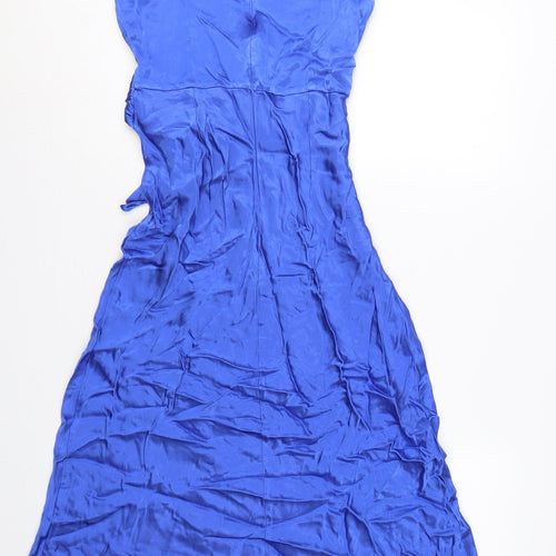 Marks & Spencer Women Blue UK 8 Long A-Line Tie Waist Maxi Dress