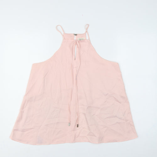 River Island Women Pink UK 12 Halter Tie Front Chiffon Camisole Blouse