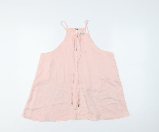 River Island Women Pink UK 12 Halter Tie Front Chiffon Camisole Blouse