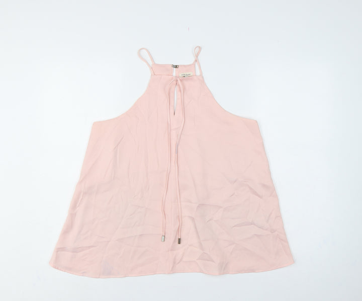 River Island Women Pink UK 12 Halter Tie Front Chiffon Camisole Blouse