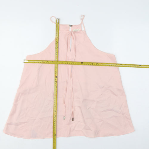 River Island Women Pink UK 12 Halter Tie Front Chiffon Camisole Blouse