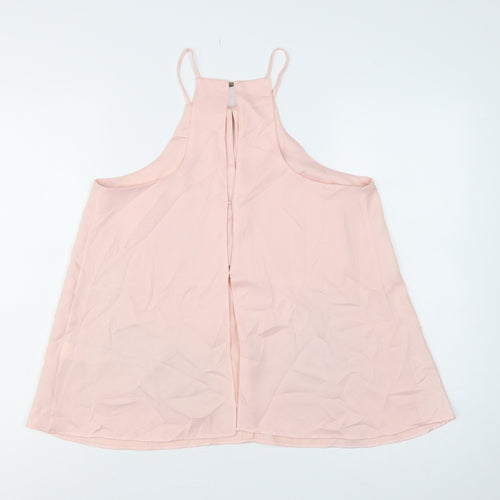 River Island Women Pink UK 12 Halter Tie Front Chiffon Camisole Blouse