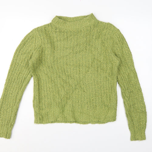 Marks & Spencer Women Green UK 12 Chunky Knit Mock Neck Jumper