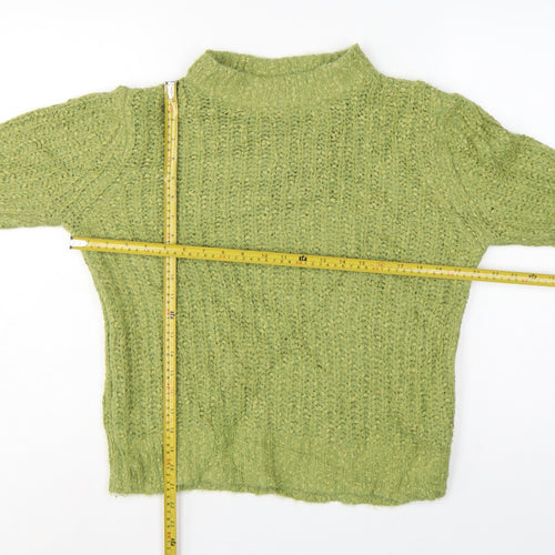 Marks & Spencer Women Green UK 12 Chunky Knit Mock Neck Jumper