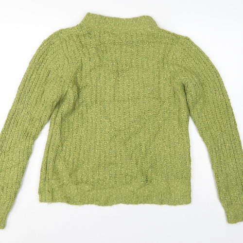 Marks & Spencer Women Green UK 12 Chunky Knit Mock Neck Jumper