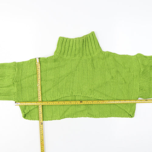 ASOS Design Women Green UK 10 Chunky Knit High Neck Cropped Jumper