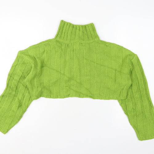 ASOS Design Women Green UK 10 Chunky Knit High Neck Cropped Jumper
