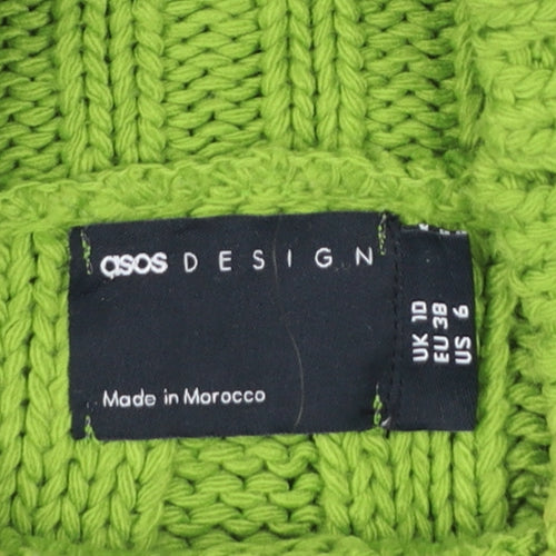 ASOS Design Women Green UK 10 Chunky Knit High Neck Cropped Jumper