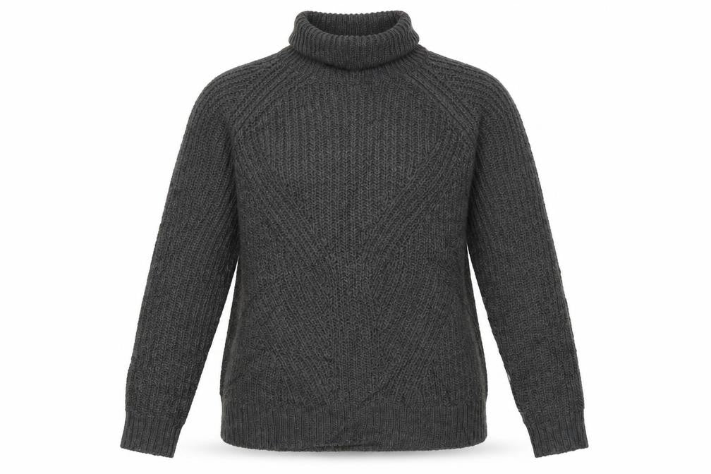 Front view of Jacqueline de Yong Women Grey S Cable Knit Roll Neck Jumper