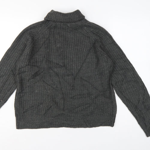 Jacqueline de Yong Women Grey S Cable Knit Roll Neck Jumper