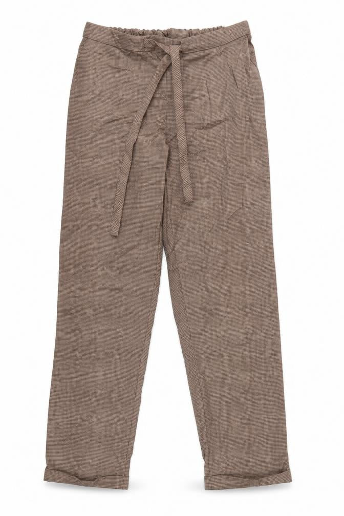 Mango Women Brown Check Paperbag Tie Waist Tapered Trousers Size M