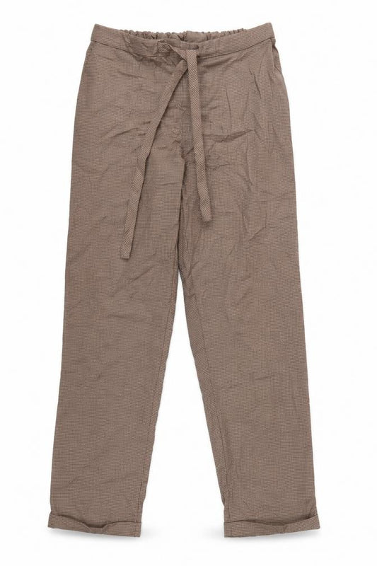 Mango Women Brown Check Paperbag Tie Waist Tapered Trousers Size M