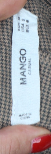 Mango Women Brown Check Paperbag Tie Waist Tapered Trousers Size M