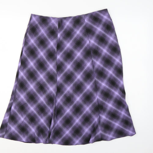 Honor Millburn Women Purple Geometric Flare Knee Length Skirt UK 16