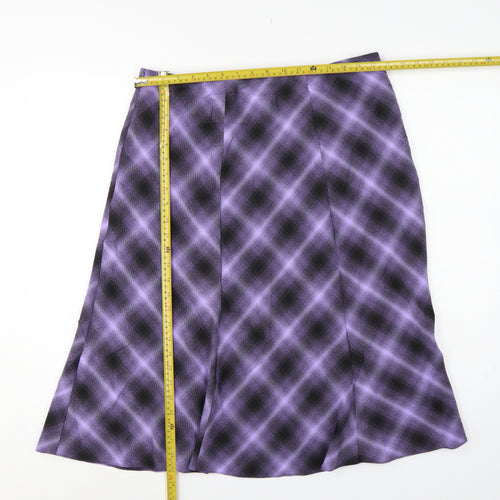 Honor Millburn Women Purple Geometric Flare Knee Length Skirt UK 16