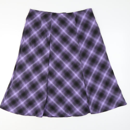 Honor Millburn Women Purple Geometric Flare Knee Length Skirt UK 16