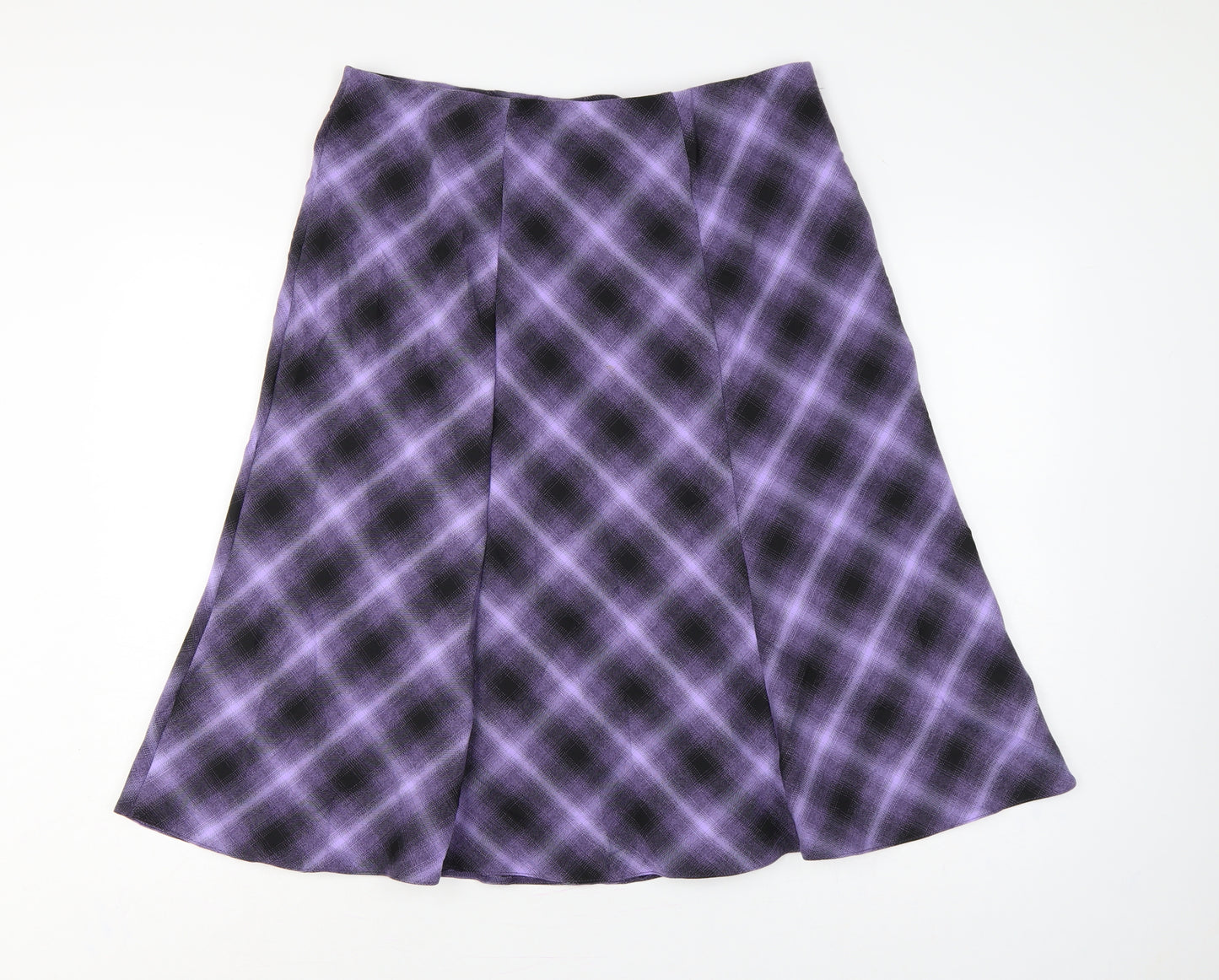 Honor Millburn Women Purple Geometric Flare Knee Length Skirt UK 16