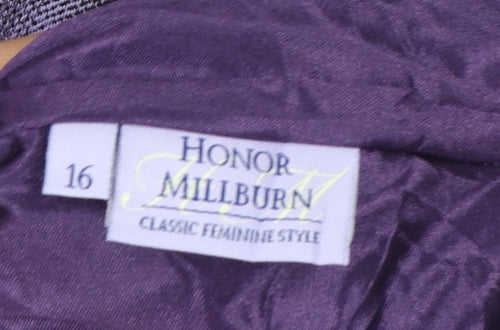 Honor Millburn Women Purple Geometric Flare Knee Length Skirt UK 16