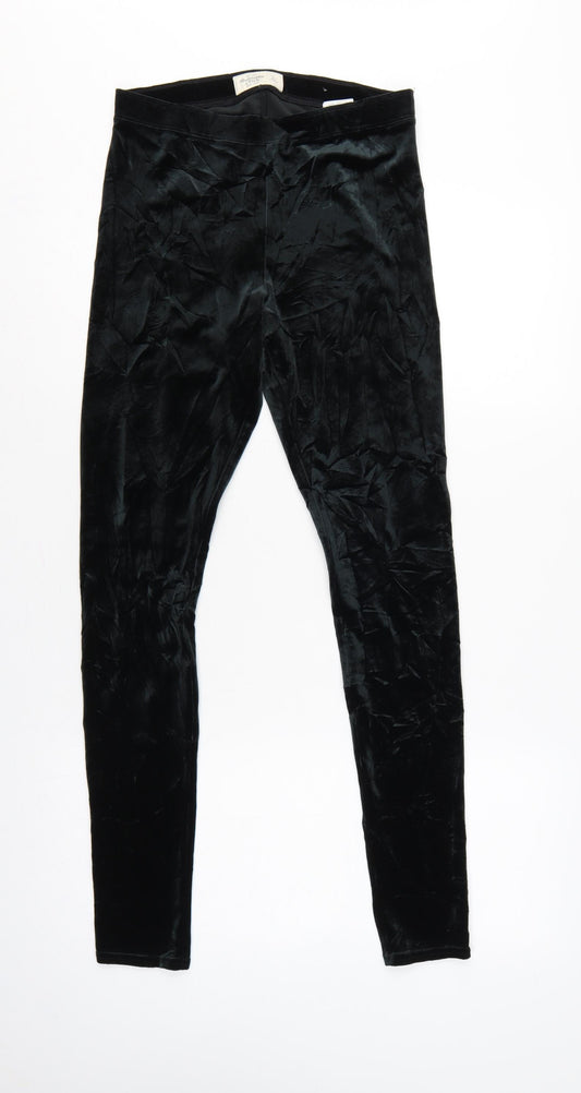 Abercrombie & Fitch Women Black S Velvet Stretch Leggings