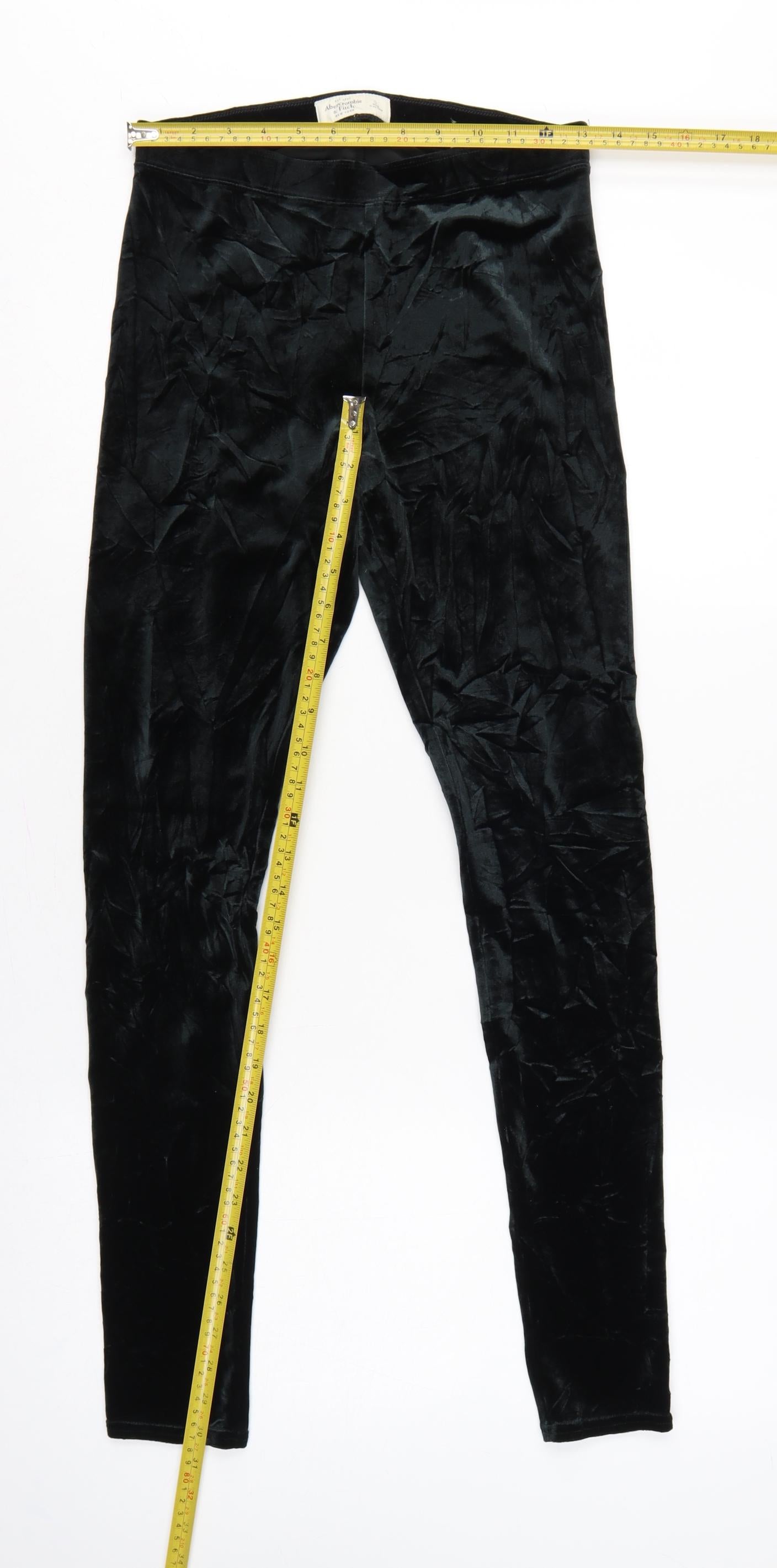 Abercrombie & Fitch Women Black S Velvet Stretch Leggings