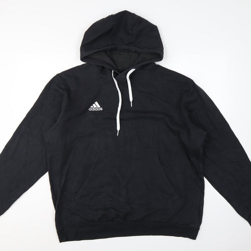 Adidas Men’s Black XL Pullover Hoodie Logo Fleece Kangaroo Pocket