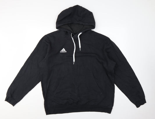 Adidas Men’s Black XL Pullover Hoodie Logo Fleece Kangaroo Pocket