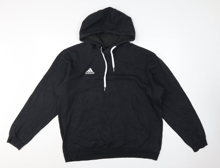 Adidas Men’s Black XL Pullover Hoodie Logo Fleece Kangaroo Pocket