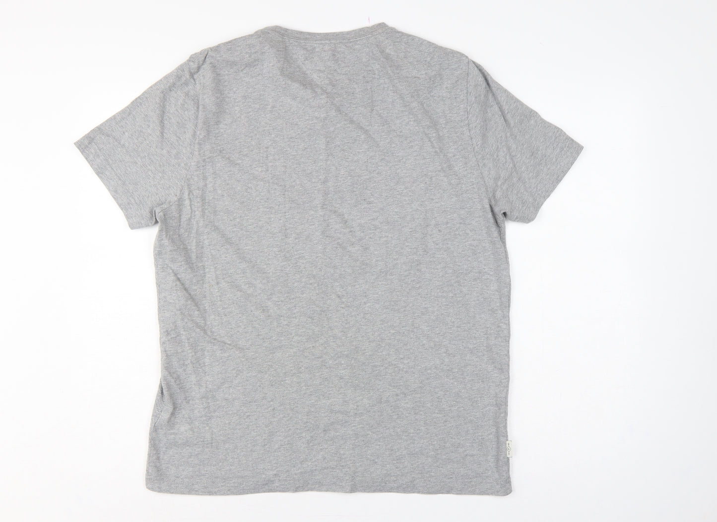Tommy Hilfiger Men Grey L V-Neck Stripe Logo T-Shirt