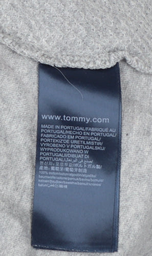 Tommy Hilfiger Men Grey L V-Neck Stripe Logo T-Shirt
