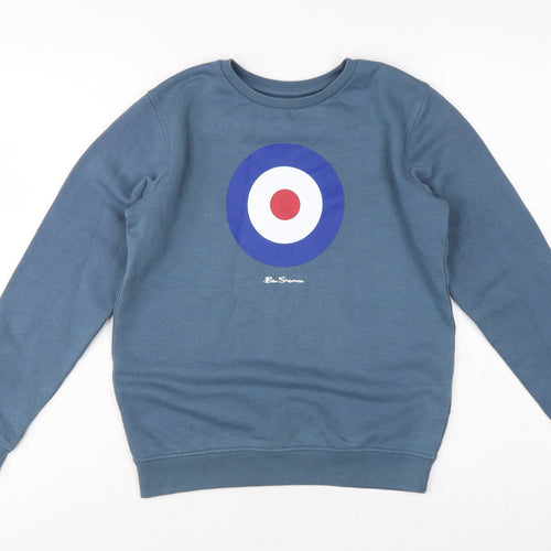 Ben Sherman Boys Blue 10-11 Years Pullover Sweatshirt Logo Graphic