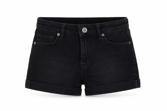 BDG Urban Outfitters Women Black UK 8 W26 High Rise Cuffed Denim Shorts