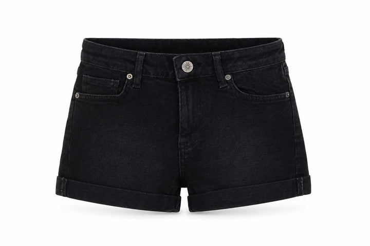 BDG Urban Outfitters Women Black UK 8 W26 High Rise Cuffed Denim Shorts