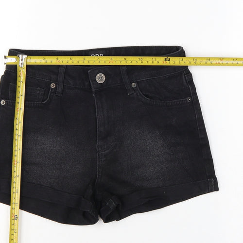 BDG Urban Outfitters Women Black UK 8 W26 High Rise Cuffed Denim Shorts