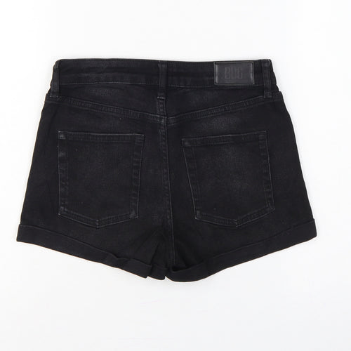 BDG Urban Outfitters Women Black UK 8 W26 High Rise Cuffed Denim Shorts