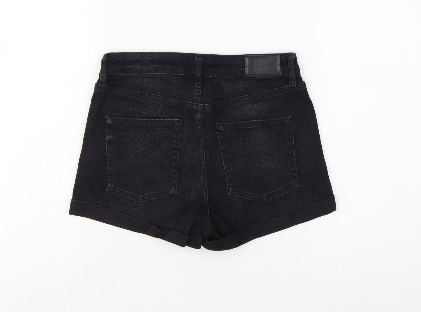 BDG Urban Outfitters Women Black UK 8 W26 High Rise Cuffed Denim Shorts