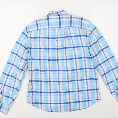 GAP Mens Blue Check Button Down Long Sleeve Cotton Shirt XS
