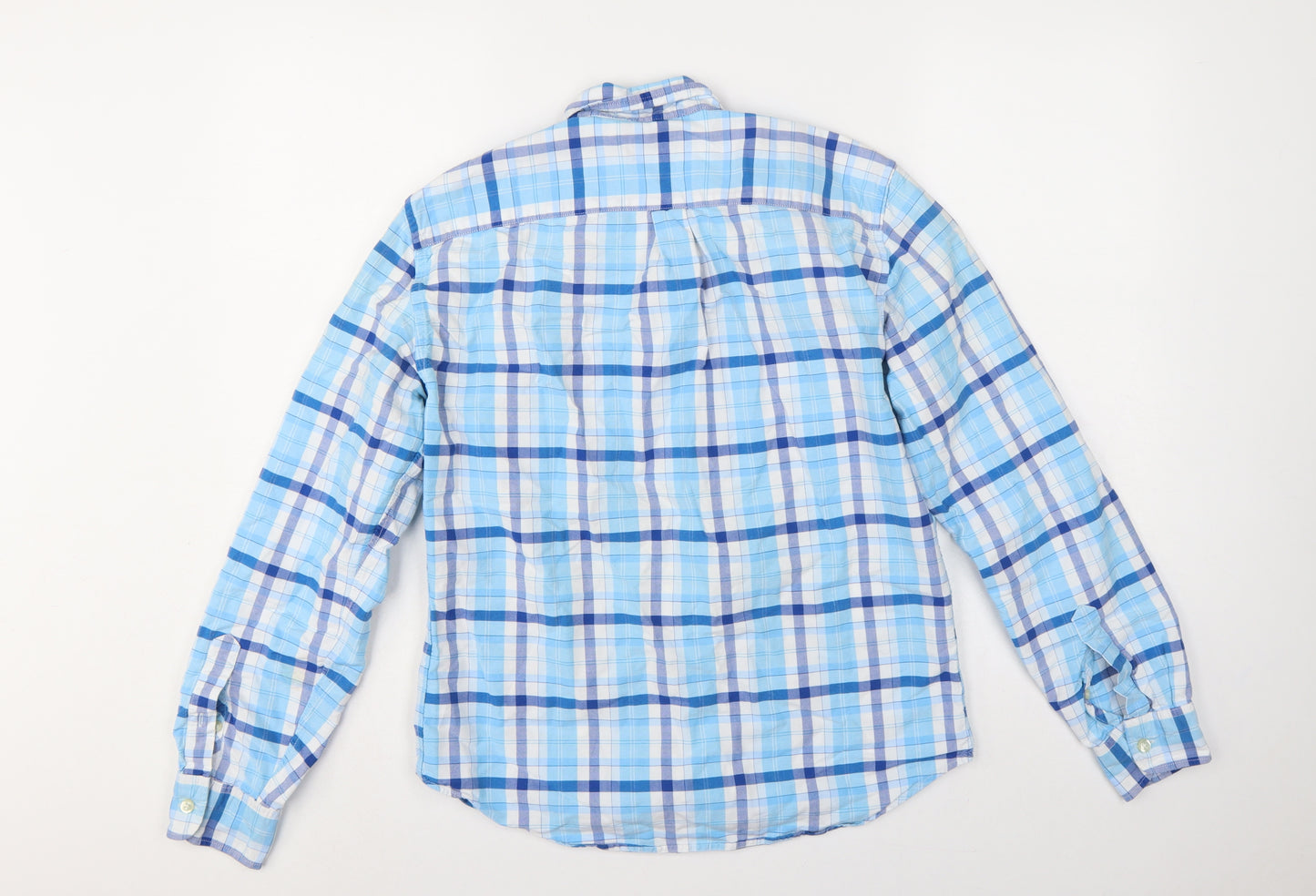 GAP Mens Blue Check Button Down Long Sleeve Cotton Shirt XS