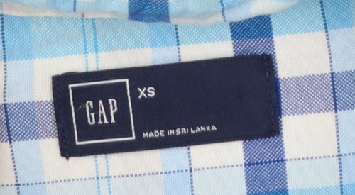 GAP Mens Blue Check Button Down Long Sleeve Cotton Shirt XS