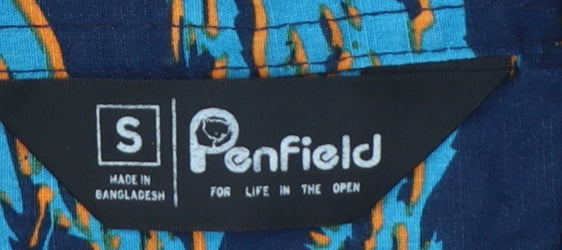 Penfield Men’s Blue Small Geometric Cotton Short Sleeve Button-Up Shirt