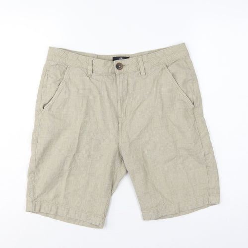 Threadbare Men’s Beige Check Cotton Chino Shorts W32 Regular