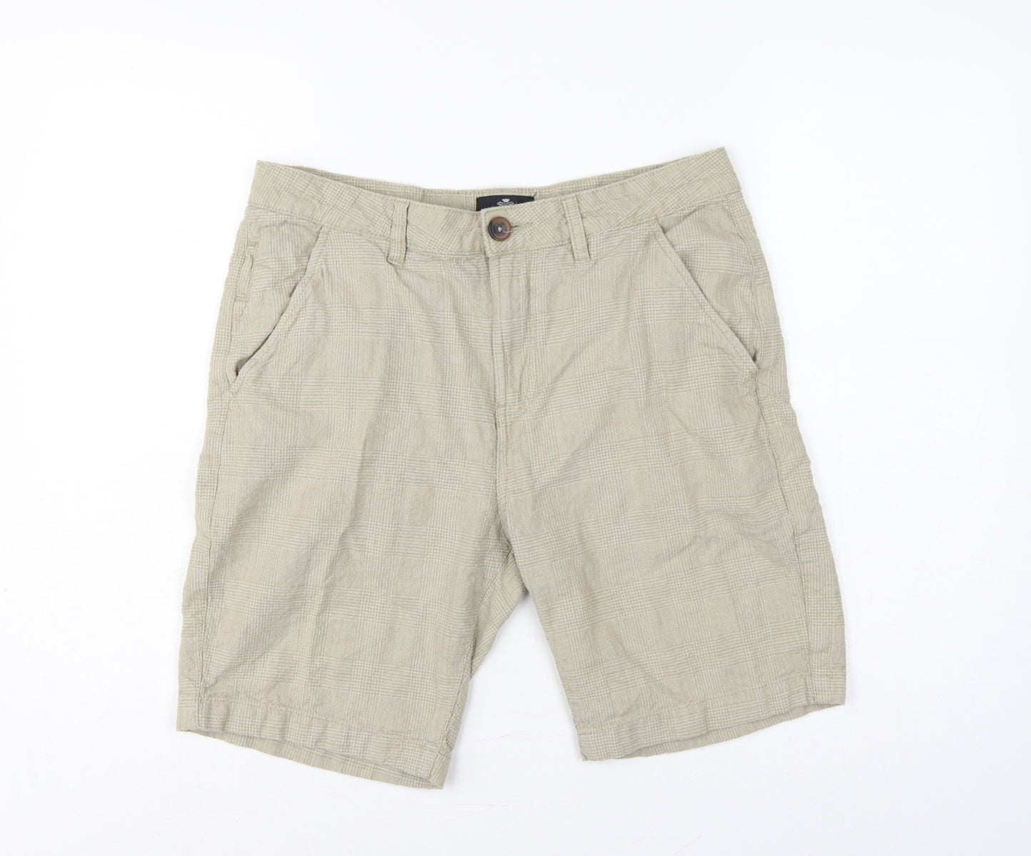 Threadbare Men’s Beige Check Cotton Chino Shorts W32 Regular