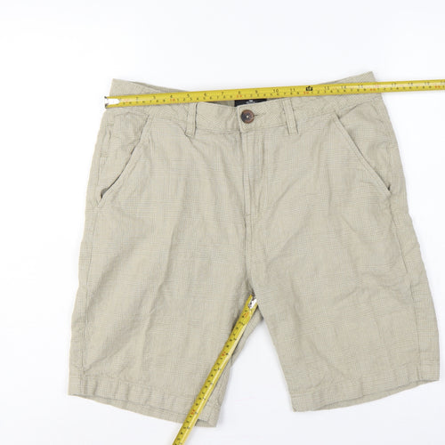Threadbare Men’s Beige Check Cotton Chino Shorts W32 Regular