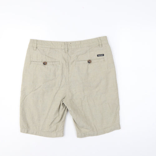 Threadbare Men’s Beige Check Cotton Chino Shorts W32 Regular