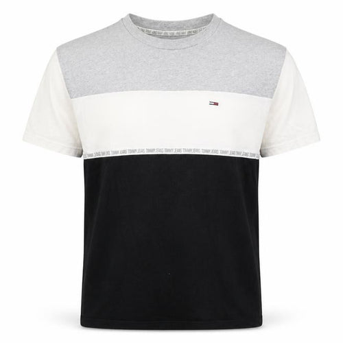 Tommy Jeans Men’s L Grey White Black Colourblock Logo T-Shirt