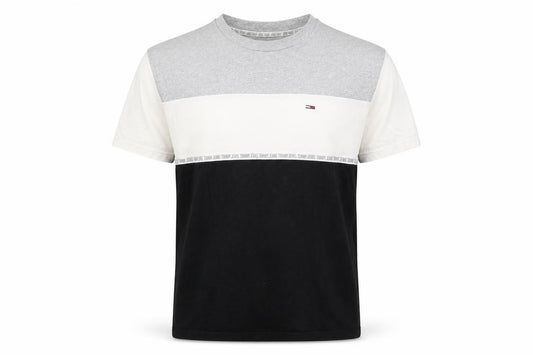 Tommy Jeans Men’s L Grey White Black Colourblock Logo T-Shirt