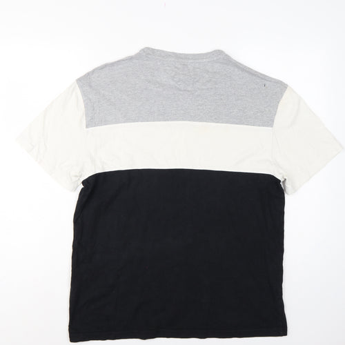 Tommy Jeans Men’s L Grey White Black Colourblock Logo T-Shirt
