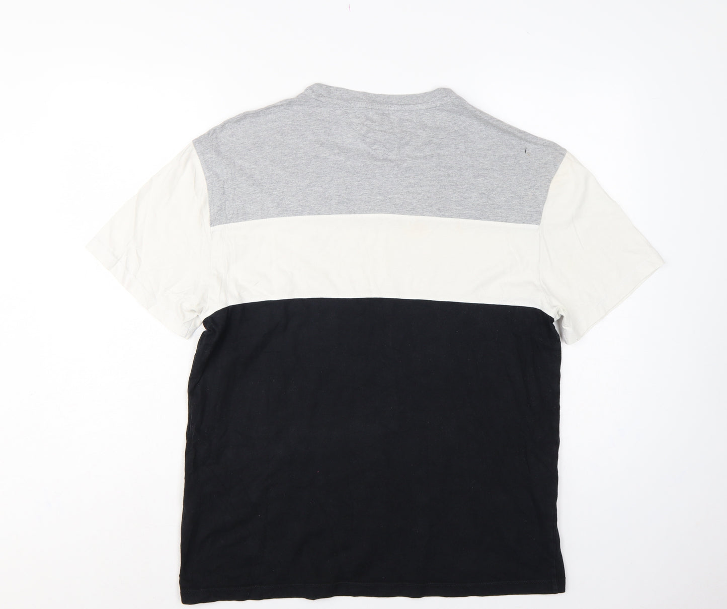 Tommy Jeans Men’s L Grey White Black Colourblock Logo T-Shirt
