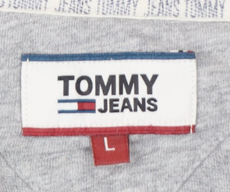 Tommy Jeans Men’s L Grey White Black Colourblock Logo T-Shirt