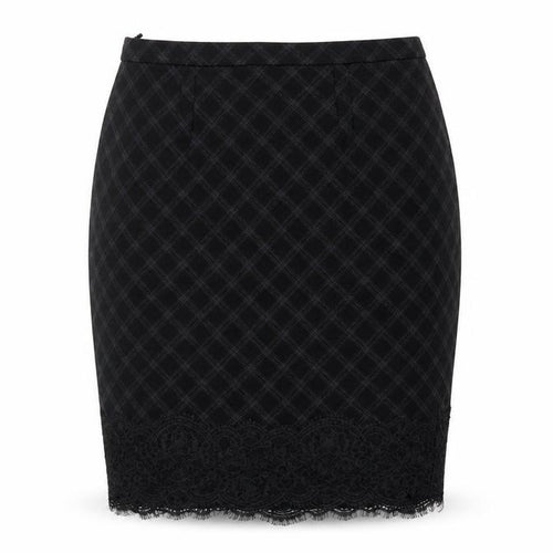 Marks and Spencer Women Black Check Lace Pencil Skirt UK 12